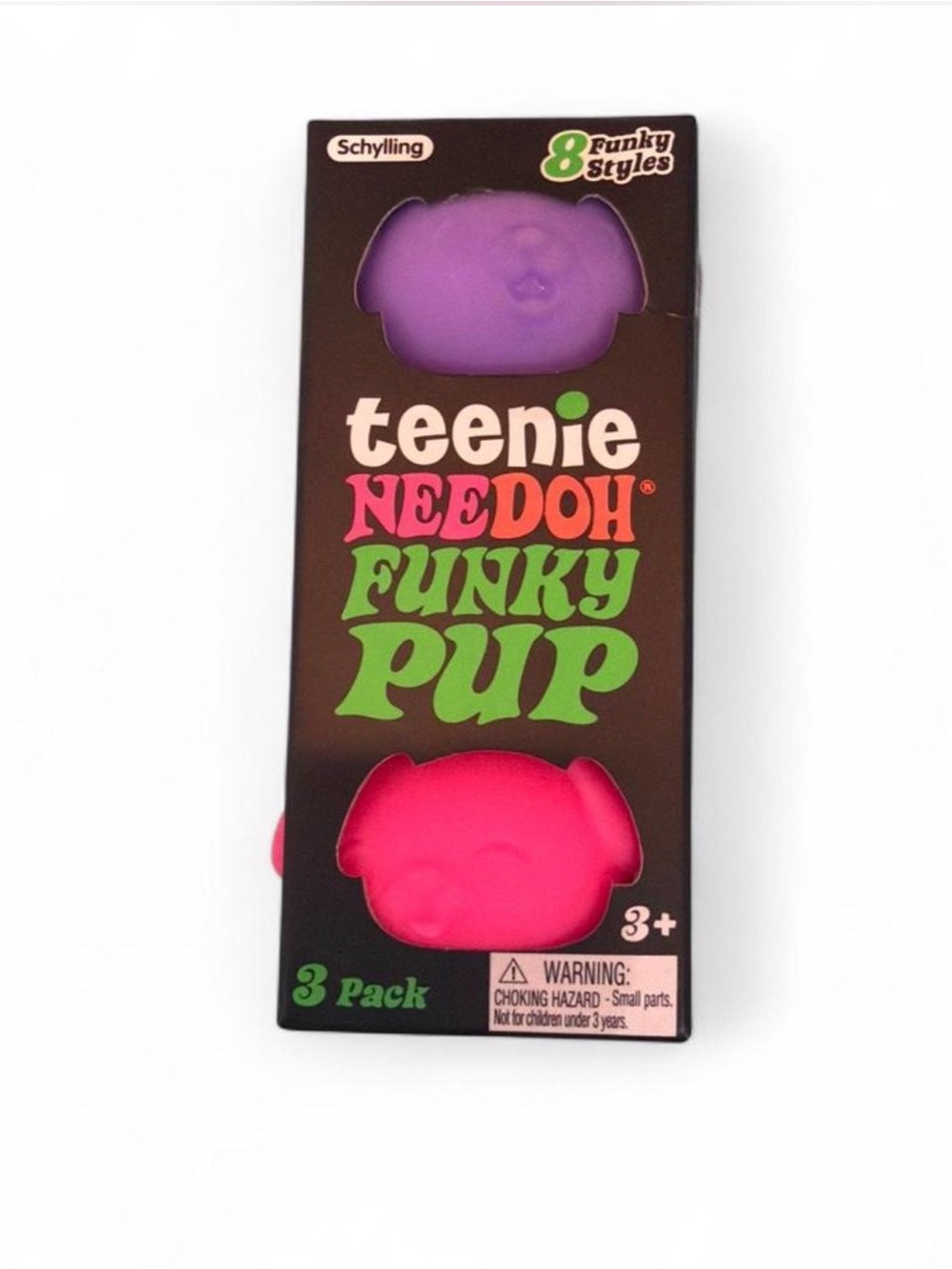 Teenie Needoh Funky Pup 3-Pack - Purple, Orange & Pink
